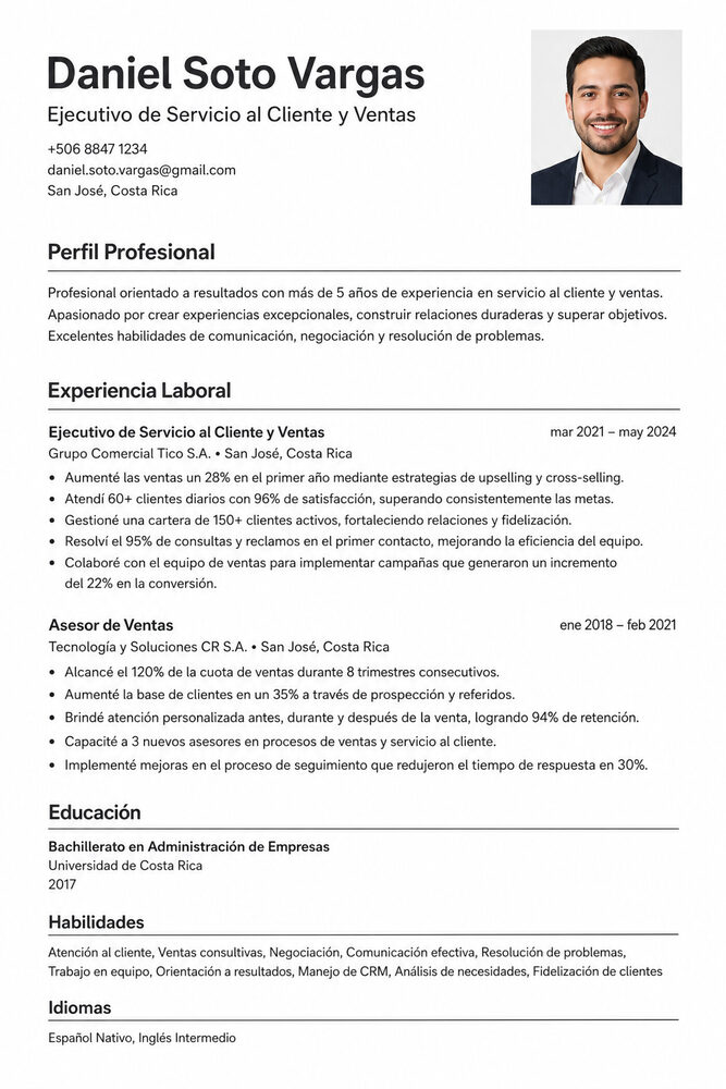 Ejemplo de currículum